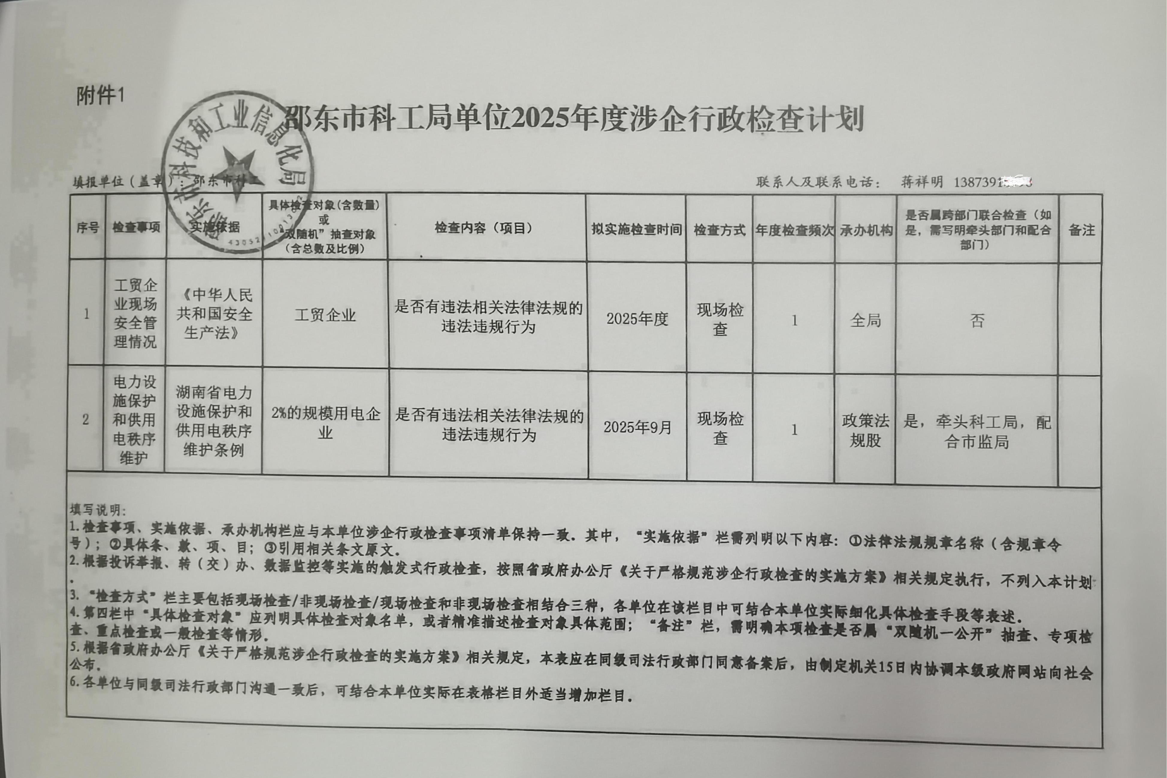 邵东市科工局2025年度涉企行政检查计划(图1)